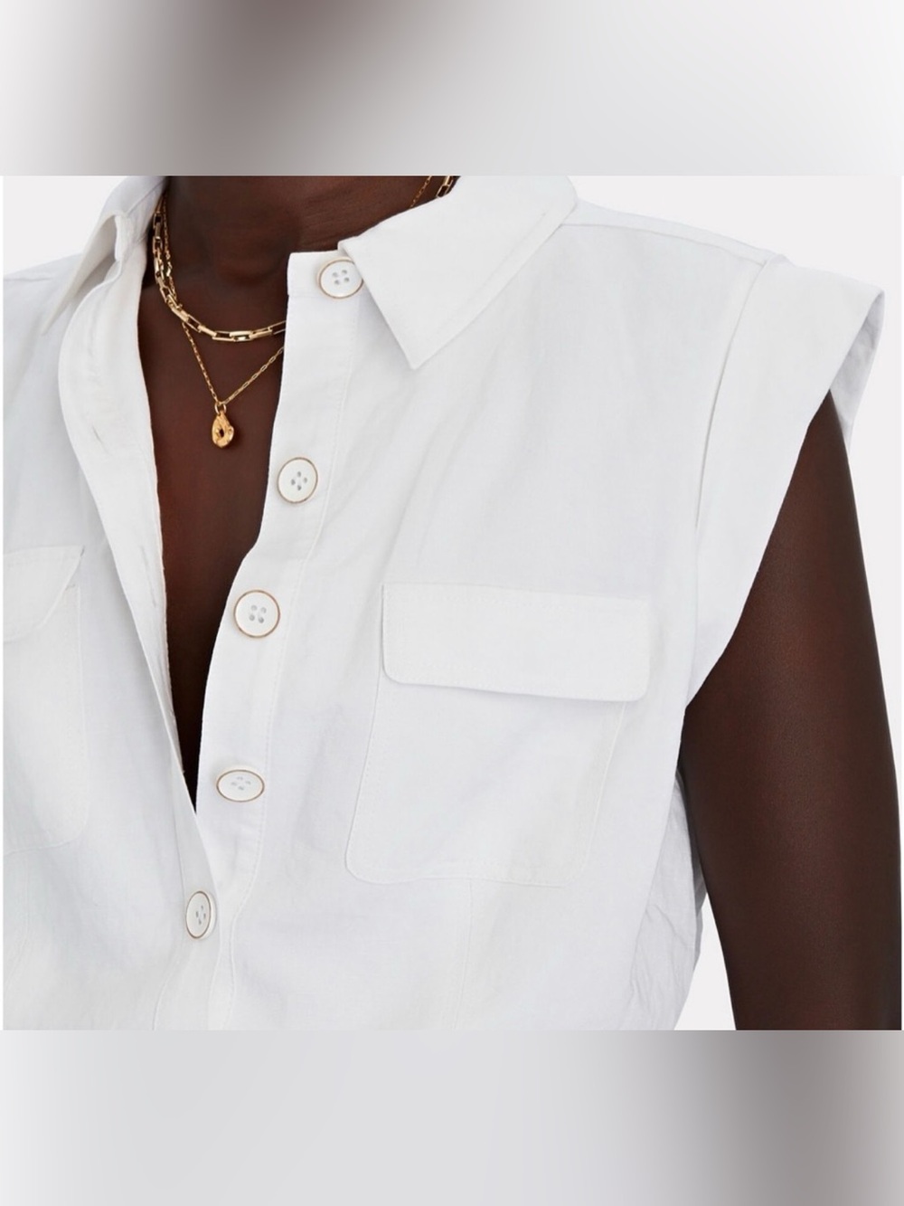 INTERMIX Cream Button-Front Collared Top - Picture 4 of 9